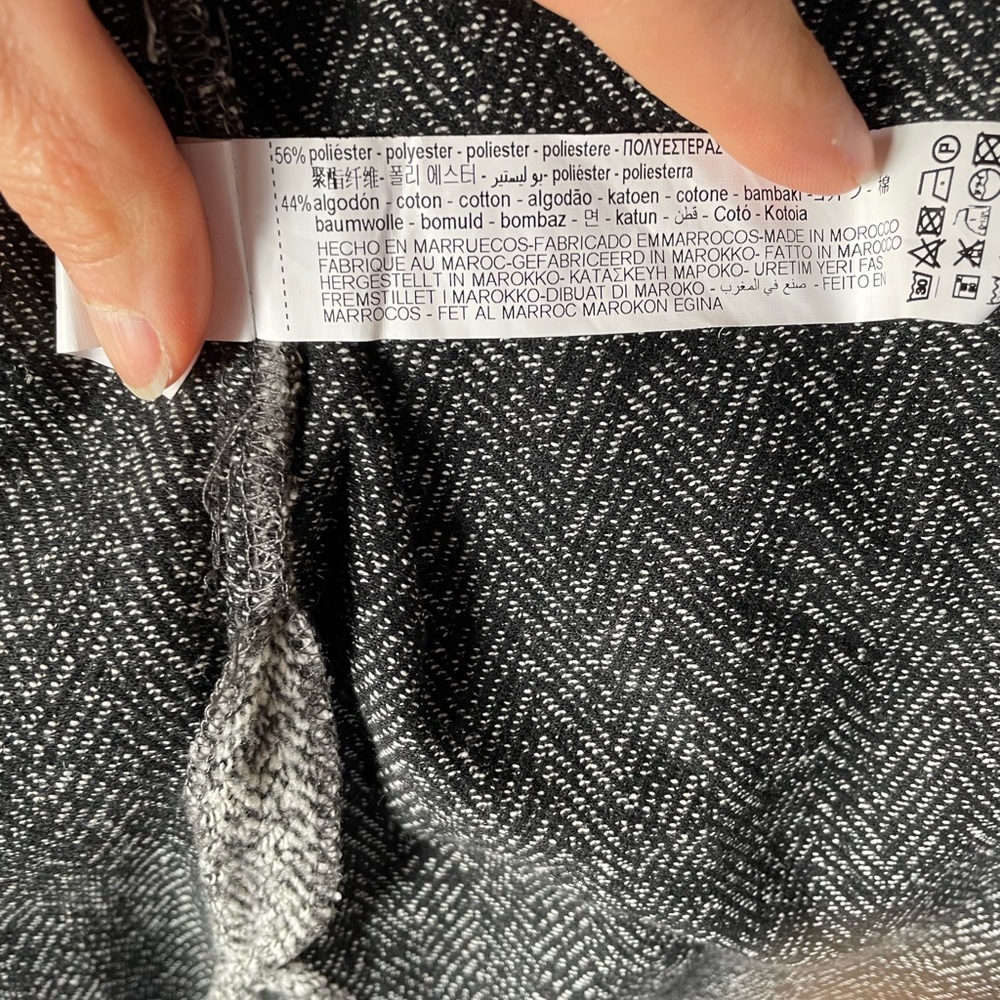 26” PTP M black white neutral jacket shirt shacket tweed herringbone cotton mix - Picture 6 of 11